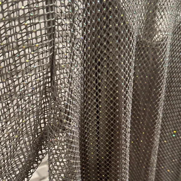 Anthropologie/ Sunday in Brooklyn Silver Beaded Fishnet Top - Picture 3 of 5